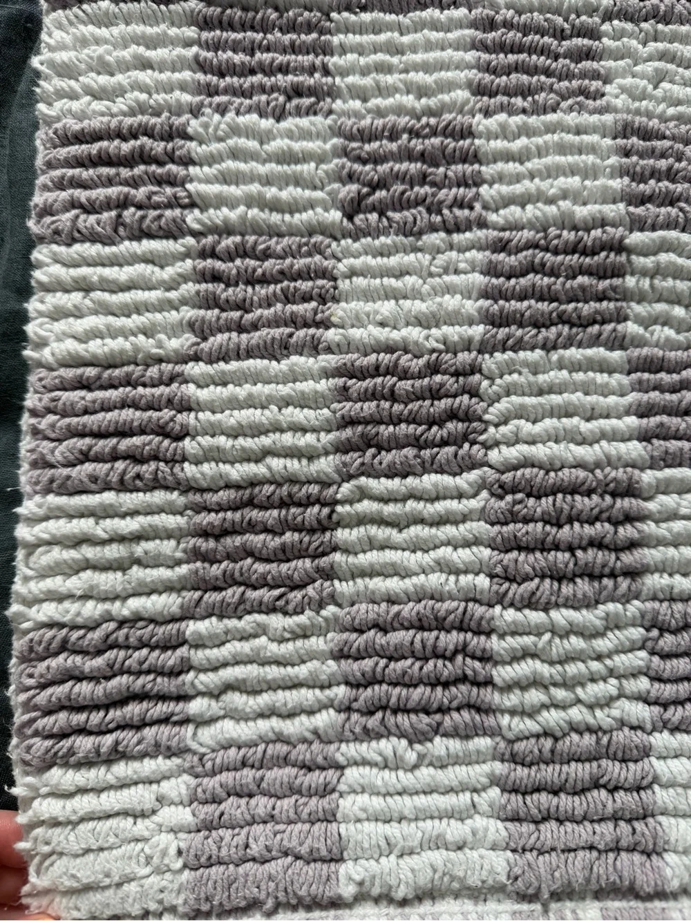 White and Lavender Checkerboard Bath Mat